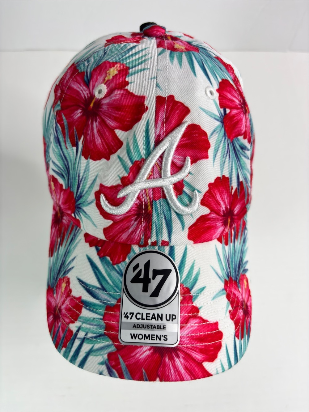 47 Clean Up Atlanta Braves MLB Women’s White Pink Flowers Hat Cap Adj Tropical - Picture 5 of 11